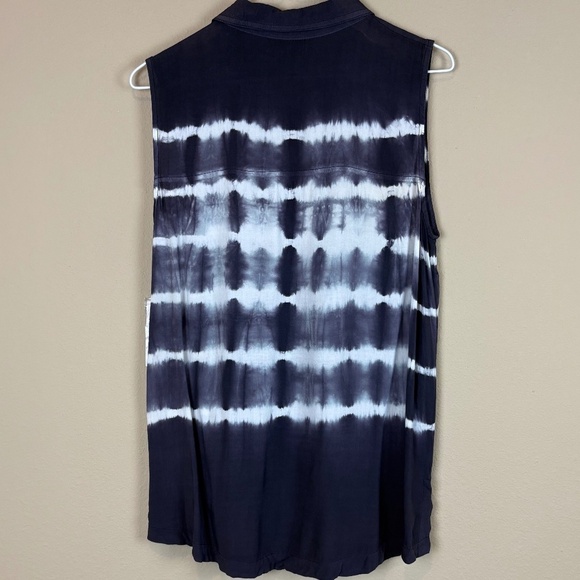 NWT A.n.a (A New Approach) Deep Purple/White Tye Dye Sleeveless Collared Top - Picture 6 of 12